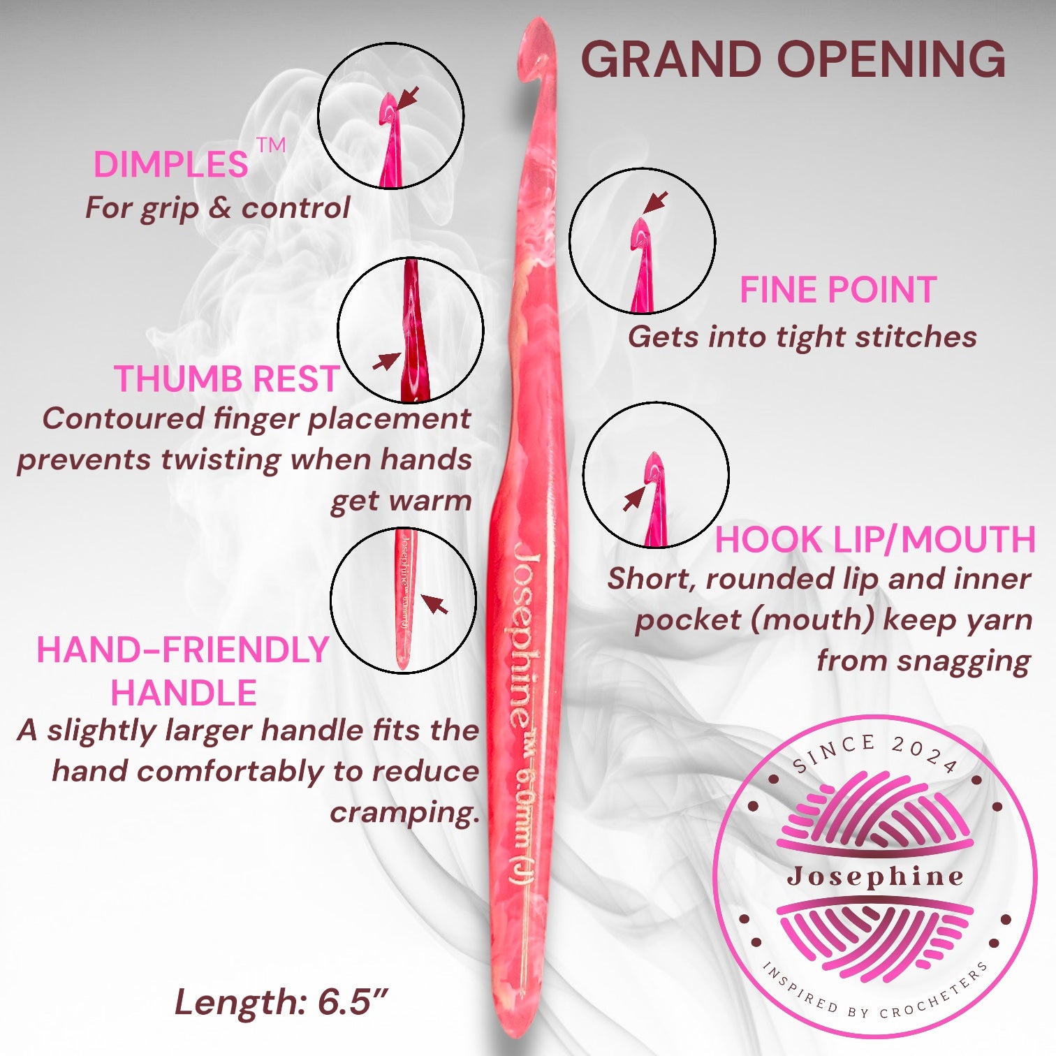 Josephine™ Ergonomic Crochet Hook Set | 7-Piece Set