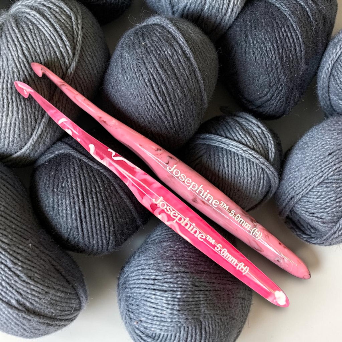 Crochet hooks over yarn