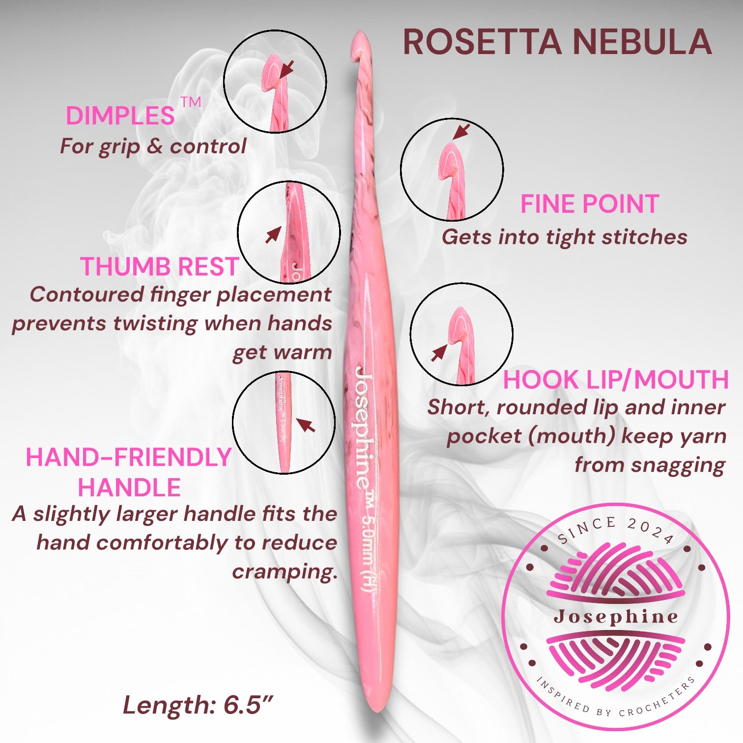 Josephine™ Rosetta Nebula Crochet Hook Set | Ergonomic Hooks